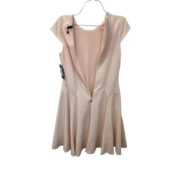 NWT Tommy Hilfiger Dress 6 Powder Pink Fit & Flare Pleated Cap Sleeve Above Knee - Picture 3 of 5